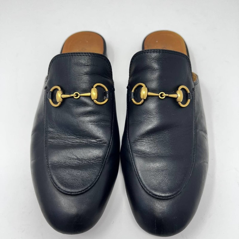 Gucci Princetown Black Leather Horsebit Loafer Mules